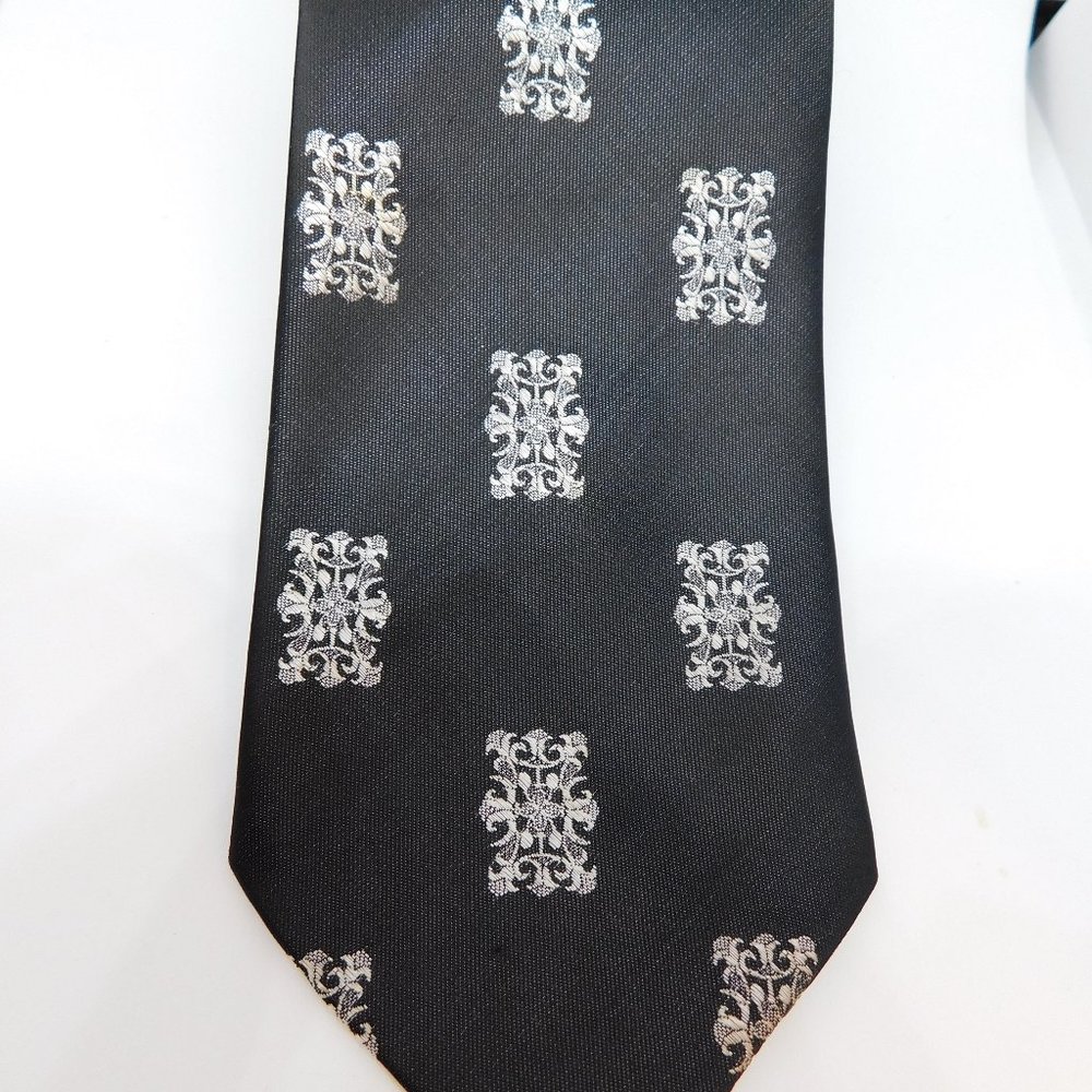 Vintage black Tie with silver accents by  WEMBLEY